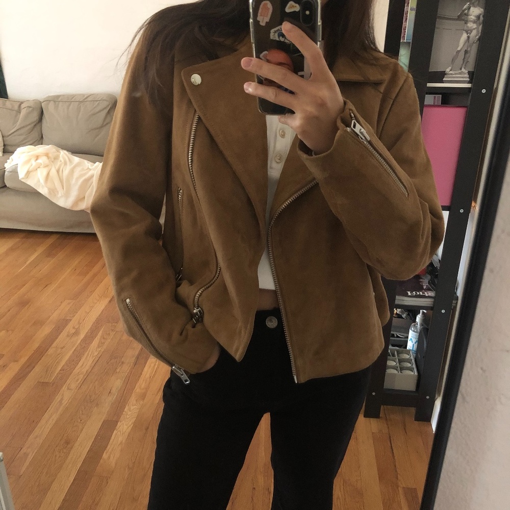 Topshop Suede Jacket Real Leather